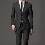 花花公子（PLAYBOY ESTABLISHED 1953）高檔西服套裝男士修身商務(wù)職業(yè)正裝上班西裝套裝新郎結婚 深灰色 44 -28 體重95-115斤）