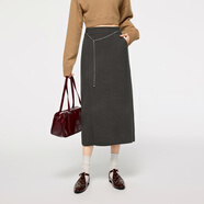5+（FivePlus）【腰鏈裝飾】秋冬A字中長(cháng)裙子顯瘦遮肉半身裙通勤包臀女士半截裙