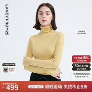 朗姿【秀款 明星同款】純羊毛無(wú)縫針織衫上衣內搭打底衫曠野美拉德女 米黃色 M