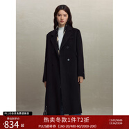 自巧（ZIQIAO）小個(gè)子正肩100%全羊毛雙面呢大衣女2023冬季新款毛呢西裝外套 星空黑 （100%綿羊毛） XXS (1碼)