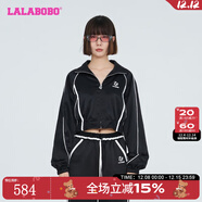 拉拉波波設計感春季新款辣妹風(fēng)短外套女潮流刺繡字母休閑夾克LBCC-WSJW29 黑色 L