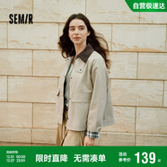 森馬（Semir）復古巴恩風(fēng)外套女短款寬松上衣秋純棉燈芯絨翻領(lǐng)夾克101524108016