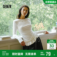森馬（Semir）長(cháng)袖T恤女純色木耳邊氣質(zhì)緊身冬2025荷葉邊上衣簡(jiǎn)約109725101008
