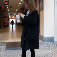AEMAPE質(zhì)感毛呢大衣女2025秋冬新款時(shí)尚氣質(zhì)名媛韓版寬松中長(cháng)款毛呢外套 氣質(zhì)黑 M (建議120-130斤)