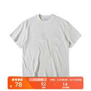 NOTHOMME潮牌夏季男款簡(jiǎn)約純色圓領(lǐng)T恤情侶裝寬松打底衫 淺花灰280g升級 寬松版 M (170)