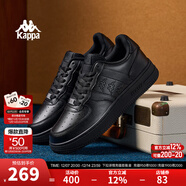 KAPPA卡帕男鞋板鞋男冬季新款厚底小白鞋子男百搭休閑鞋情侶跑步運動(dòng)鞋 黑色 39