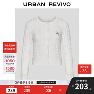 UR2025秋季新款女裝休閑絞花肌理櫻桃刺繡針織開(kāi)衫UYY950116 米白 XS