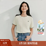 茵曼（INMAN）簡(jiǎn)約POLO領(lǐng)短袖針織衫女2025夏季舒適透氣學(xué)院風(fēng)薄款上衣 F18528511H1-米色 M