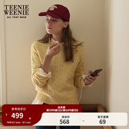 Teenie Weenie小熊毛衣女春季簡(jiǎn)約運動(dòng)綿羊毛圓領(lǐng)絞花針織毛衣女 黃色 M