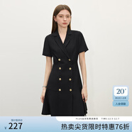 范思藍恩正式氣質(zhì)通勤連衣裙女夏季收腰顯瘦面試西裝裙 黑色 L