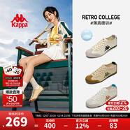 KAPPA卡帕女鞋帆布鞋子女百搭板鞋冬季新款透氣休閑鞋輕便運動(dòng)德訓鞋潮 卡其灰/長(cháng)青綠 40