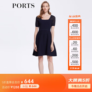 PORTS寶姿女裝春夏前后兩穿鏤空橫條紋理針織連衣裙SM8K218LKE015 星際藍 XS