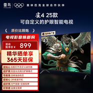 TCL雷鳥(niǎo)電視 43雀4 25款 43英寸 低藍光無(wú)頻閃 自定義遙控器 無(wú)開(kāi)機廣告 家電國家補貼電視43F195C