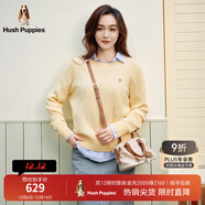 暇步士（Hush Puppies）【何泓姍明星同款】女裝2025秋冬新款經(jīng)典基礎軟糯含羊絨線(xiàn)衣 嫩鵝黃 S