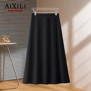 艾熙禮高端白色傘裙半身裙女秋冬2025新款顯瘦氣質(zhì)a字裙西裝a字中長(cháng)裙 黑色-長(cháng)款 【高端輕奢款】 S /26 建議85-95斤