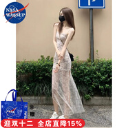 nasawassup純欲風(fēng)開(kāi)叉吊帶連衣裙女夏絕美海邊小裙子紗裙小個(gè)子收腰包臀長(cháng)裙 圖片色 2XL 建議135-155斤