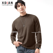 續點(diǎn)高領(lǐng)打底衫男加厚純色棉長(cháng)袖t恤男保暖彈力修身緊身衛衣男士冬季 咖啡色半高領(lǐng) 厚款 雙面絨（柔軟） 2XL 碼148-162斤左右