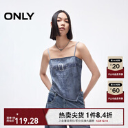 ONLY2025秋季新款牛仔印花不規則下擺設計短款吊帶女|125151008 H3Z牛仔吊帶印花藍色 M