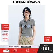 UR2025秋季新款女裝休閑學(xué)院風(fēng)菱格短袖針織衫UYY950063 冷灰 M