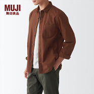 MUJI 男式 法蘭絨 襯衫 男士長(cháng)袖襯衣外套 休閑純棉全棉 ACA77C1A  磚紅色 M (170/92A)
