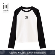 水云間女裝 通勤時(shí)尚撞色插肩袖設計寬松長(cháng)袖T恤上衣 秋新款 本白 S