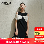 艾諾絲雅詩(shī)【商場(chǎng)同款】2025夏季新品撞色優(yōu)雅A字荷葉袖連衣裙40429017 黑色 M
