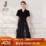 經(jīng)典故事（JANE STORY）黑色西裝連衣裙女夏季2024新款百褶西服裙小眾設計感氣質(zhì)雪紡長(cháng)裙 黑色 L