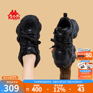 KAPPA卡帕女鞋厚底運動(dòng)鞋2025冬季新款增高軟底老爹鞋透氣休閑跑鞋子女 黑色【四季款】腳胖拍大一碼 37