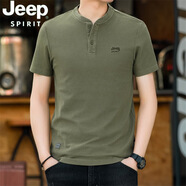 吉普鳥(niǎo)（Jeepbird）JP2024男款珠地棉?？跿恤水洗短袖 軍綠色 2XL