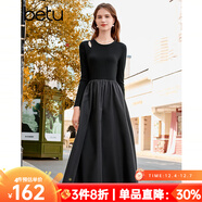 百圖betu女裝秋季新款連衣裙赫本風(fēng)針織裙子修身顯瘦長(cháng)裙2309T92 黑色 M