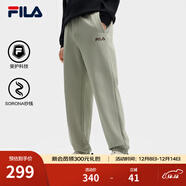 FILA 斐樂(lè )情侶款男女長(cháng)褲25秋冬季新款休閑寬松收口運動(dòng)褲子加絨保暖 綠卡其色-DK 3XL 190/96A/XXXL