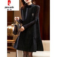 皮爾卡丹（pierre cardin）無(wú)袖小香風(fēng)氣質(zhì)連衣裙貴氣百搭顯瘦背心裙2025年秋冬新款女裝 暗夜黑 M 【110斤內】
