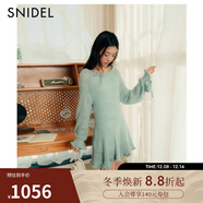 SNIDEL2025秋冬新品圓領(lǐng)鏤空木耳邊花苞袖針織連衣裙SWNO254313 薄荷綠 均碼 （F）