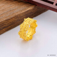 老廟黃金戒指足金2026年新款古法花絲復古婚戒女戒送女友老婆生日禮物 宮廷皇冠花絲戒指15#9.02g
