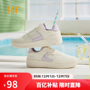 361°運動(dòng)女鞋秋冬季透氣開(kāi)學(xué)厚底增高小白休閑板鞋子女682426611-5