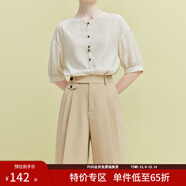 范思藍恩23FS12554百慕大短褲女新款夏天五分高腰西褲休閑褲 卡其色 S