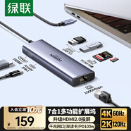 綠聯(lián)Type-C擴展塢USB-C雷電4拓展塢HDMI轉換器4K60Hz網(wǎng)線(xiàn)hub分線(xiàn)器讀卡適用華為蘋(píng)果MacBook Air2025