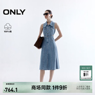 ONLY2025夏季新款通勤翻領(lǐng)無(wú)袖牛仔裙中長(cháng)款連衣裙女|125242023 J32 210洗水牛仔藍 M