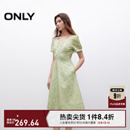 ONLY2025秋季新款甜美優(yōu)雅泡泡袖碎花中長(cháng)裙連衣裙女|125107017 H45 吉米綠 XS