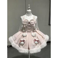 茸耀秋冬新款日系lolita重工doll感斗篷外套蓬蓬連衣裙套裝 粉色長(cháng)袖連衣裙(單連衣裙)不含裙撐 L