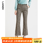 藍地（LANDI）微喇叭褲女新款修身花紗高腰顯瘦小個(gè)子休閑長(cháng)褲 卡其色 S