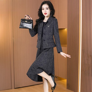 LISCN入秋穿搭一整套闊太太洋氣高貴連衣裙兩件套裝2025新款秋氣質(zhì)旗袍 藏藍色-春秋款長(cháng)袖正式場(chǎng)合高端 XL (適合116-125斤)