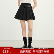 范思藍恩范思藍恩時(shí)尚少女感百褶高腰短裙2025春季新款半身裙11056 黑色 XS