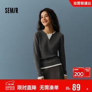 森馬（Semir）森馬毛衣女短款假兩件含羊毛針織衫24冬新款保暖內搭109724107015