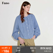 fano studios范洛Fano 減齡俏皮蝴蝶結系帶圓領(lǐng)木耳邊格紋襯衫女上衣2025秋季 格紋色第二批 L