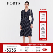 PORTS寶姿商場(chǎng)同款早秋新款女裝躍動(dòng)Logo疊片連衣裙LD9D108QPT120 丈青印花 L (8)