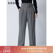 ERDOS 簡(jiǎn)約休閑高腰直筒褲千鳥(niǎo)格復古法式修身顯瘦女褲休閑褲 黑白格 160/68A/M