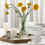 語(yǔ)森憶簡(jiǎn)約透明玻璃花瓶高顏值桌面擺件客廳插花水養干鮮花 高顏值樹(shù)皮紋【兩件套】