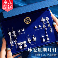 古耐銀針耳環(huán)女2025年新款一周耳釘生日禮物女士輕奢小眾高級感實(shí)用 T199心中有你小眾耳飾套裝禮盒