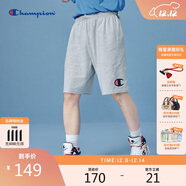 Champion冠軍短褲男夏季純棉運動(dòng)褲休閑褲寬松美式 M302淺灰色 S 